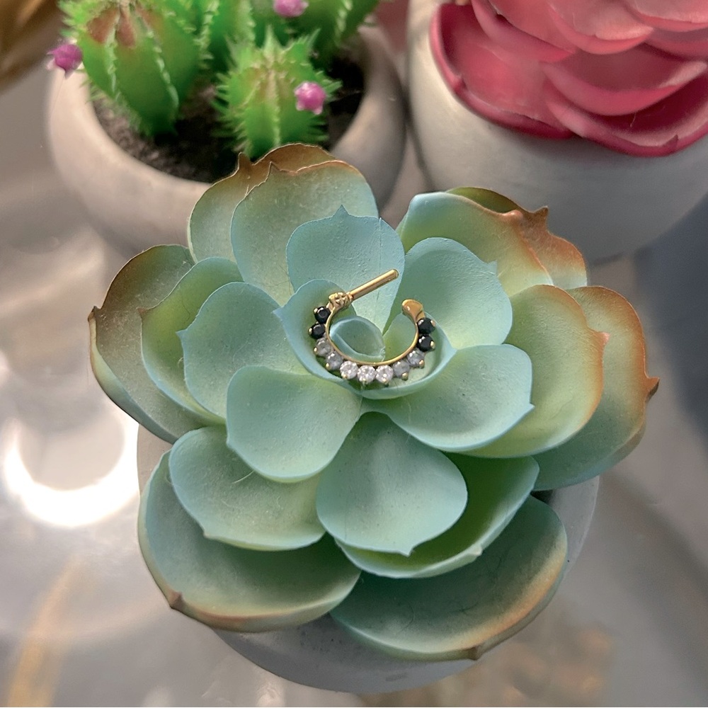 Industrial Strength Black and White Ombré Hinged Clicker | Rose Gold Septum Ring